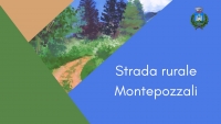 disegno strada di campagna, scritta strada rurale montepozzali, logo comune di gavorrano