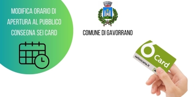 avviso modifica orari apertura per consegna 6 card