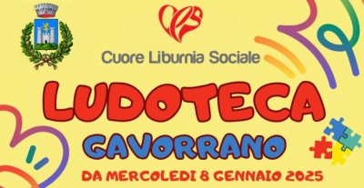 sfondo giallo, scritta ludoteca comunale