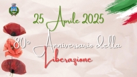 sfondo grigio, 3 papaveri sul lato sinistro, logo del comune di gavorrano, in centro, scritto tricolore: festa della liberazione