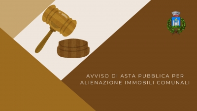 martello da asta, titolo avviso asta pubblica alienazione immobili comunali, logo comune di gavorrano