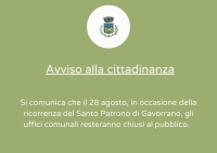 avviso chiusura uffici, sfondo verde e logo comune