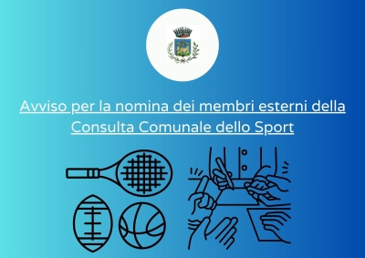 Avviso per la nomina dei membri esterni della Consulta Comunale dello Sport