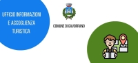 palla azzurra a sinistra "ufficio accoglienza turistica" logo comune di gavorrano al centro a destra palla verde con turista stilizzato