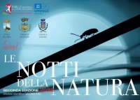 locandina delle notti della natura con loghi dei comuni patrocinatori e insetto su stelo